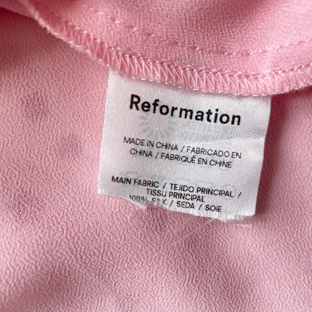 Reformation Lila Silk Midi Dress Milla Floral Pink V-Neck Slip Dress Large - Picture 9 of 10